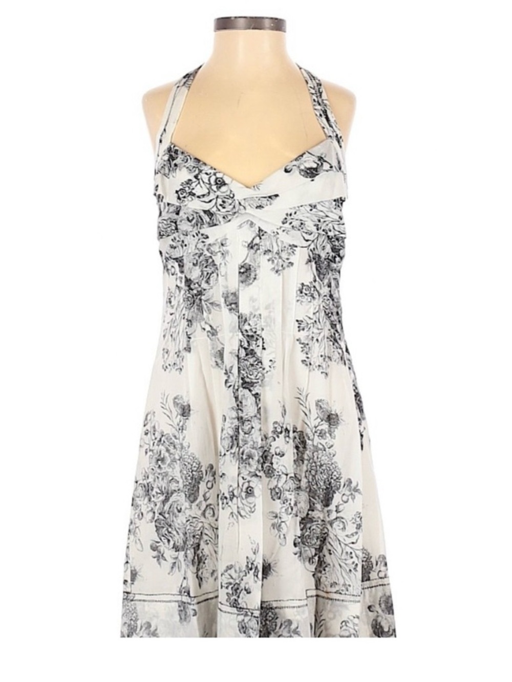 Cynthia Steffe cotton sundress. White+black toile print, fully lined. EUC.